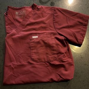 Figs Leon Scrub Top in Burgundy